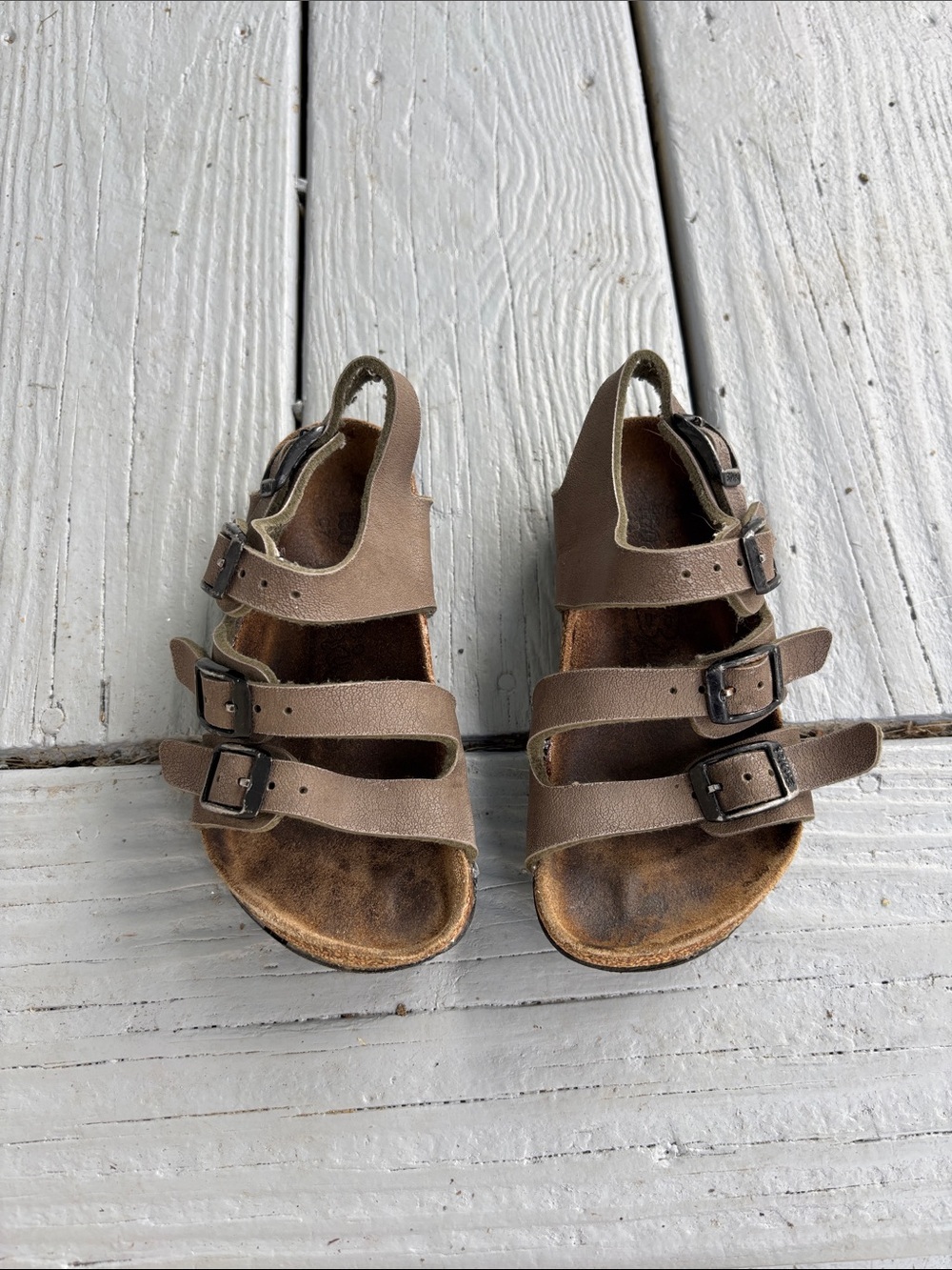 Birkenstock Kids Triple-Strap Brown Sandals
